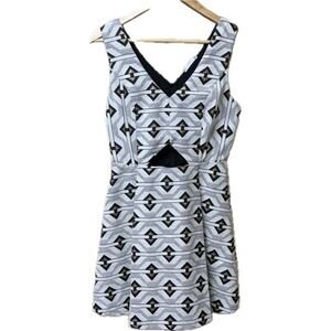 Sugarlips Sleeveless Cut Out White/Black/Gold Aztec Western Dress Women Medium